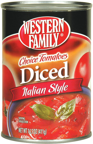 slide 1 of 1, Western Family Diced Italian Tomatoes, 14.5 oz