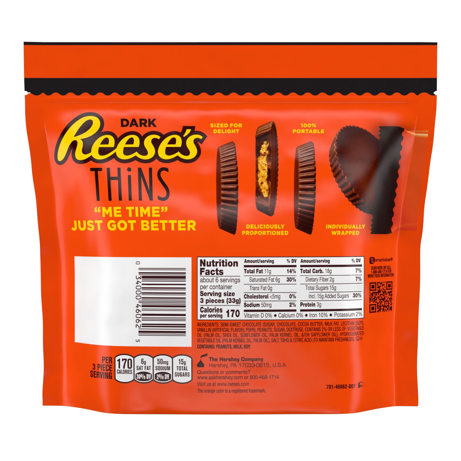 slide 6 of 7, Reese's Thins Peanut Butter Cups Dark Chocolate, 7.37 oz