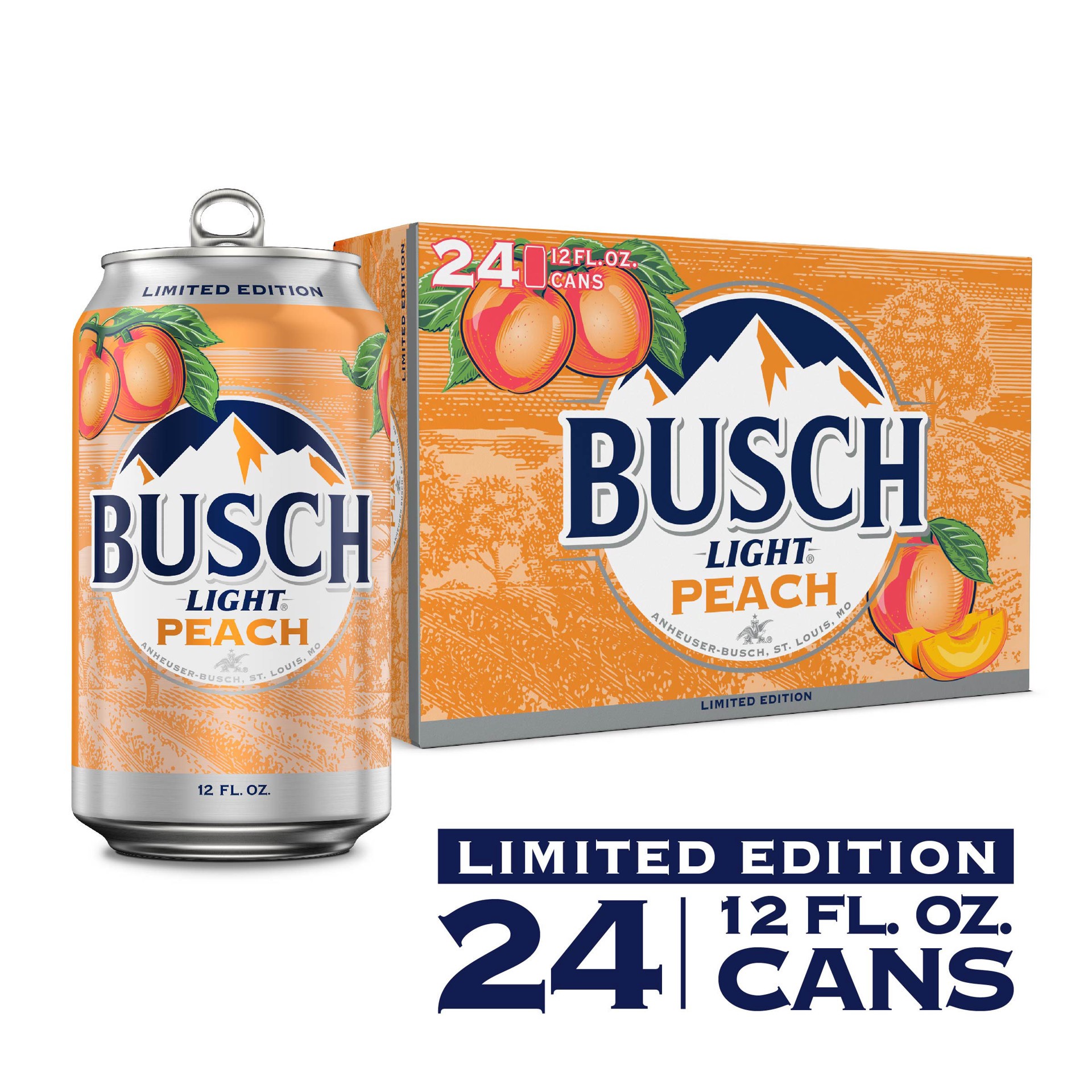 slide 3 of 5, Busch Light Peach Flavored Beer, 24 Pack Beer, 12 Fl. Oz. Cans, 4.1% ABV, Limited Edition, 288 fl oz