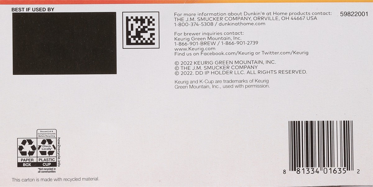 slide 6 of 10, Dunkin' Dunkin’ French Vanilla Artificially Flavored Coffee, Keurig K-Cup Pods, 32 Count Box, 32 ct