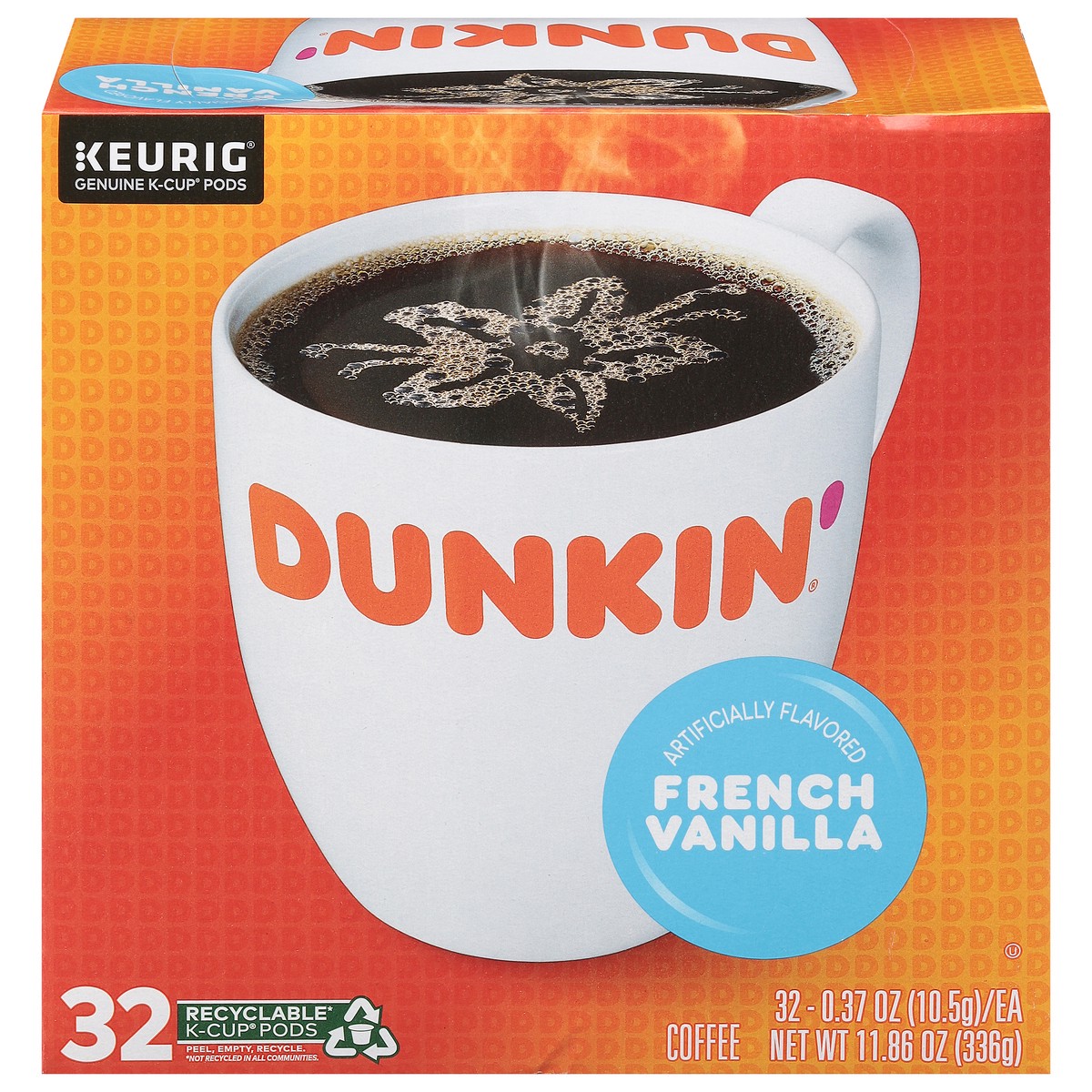 slide 2 of 10, Dunkin' Dunkin’ French Vanilla Artificially Flavored Coffee, Keurig K-Cup Pods, 32 Count Box, 32 ct