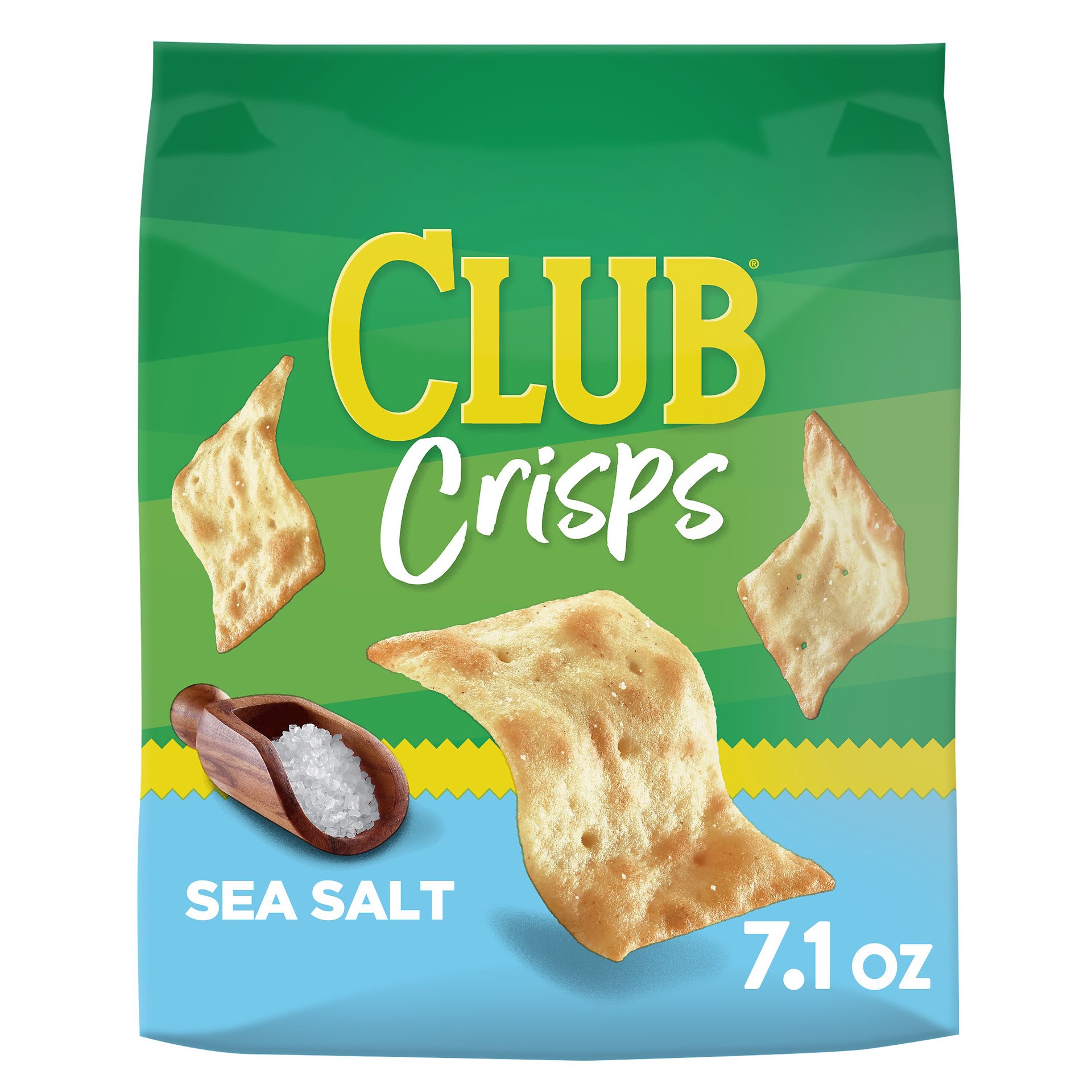 slide 1 of 13, Club Cracker Crisps, Baked Snack Crackers, Party Snacks, Sea Salt, 7.1oz Bag, 1 Bag, 7.1 oz