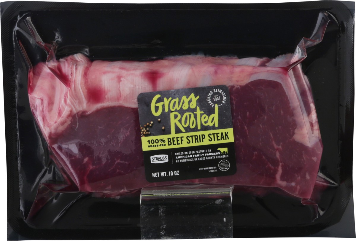 slide 9 of 14, Grass Rooted Strip Steak Beef 10 oz, 10 oz