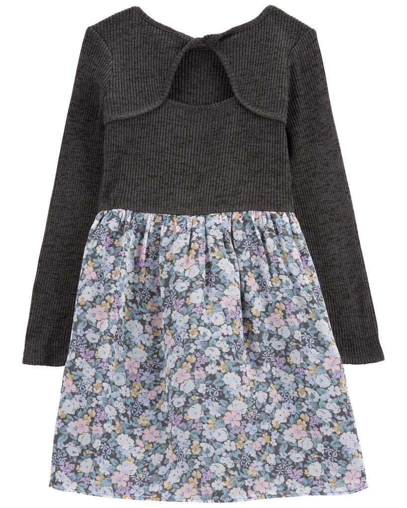 slide 2 of 3, Oshkosh Kid Floral Chiffon Long-Sleeve Dress Floral 12, 1 ct