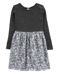 Oshkosh Kid Floral Chiffon Long-Sleeve Dress Floral 12