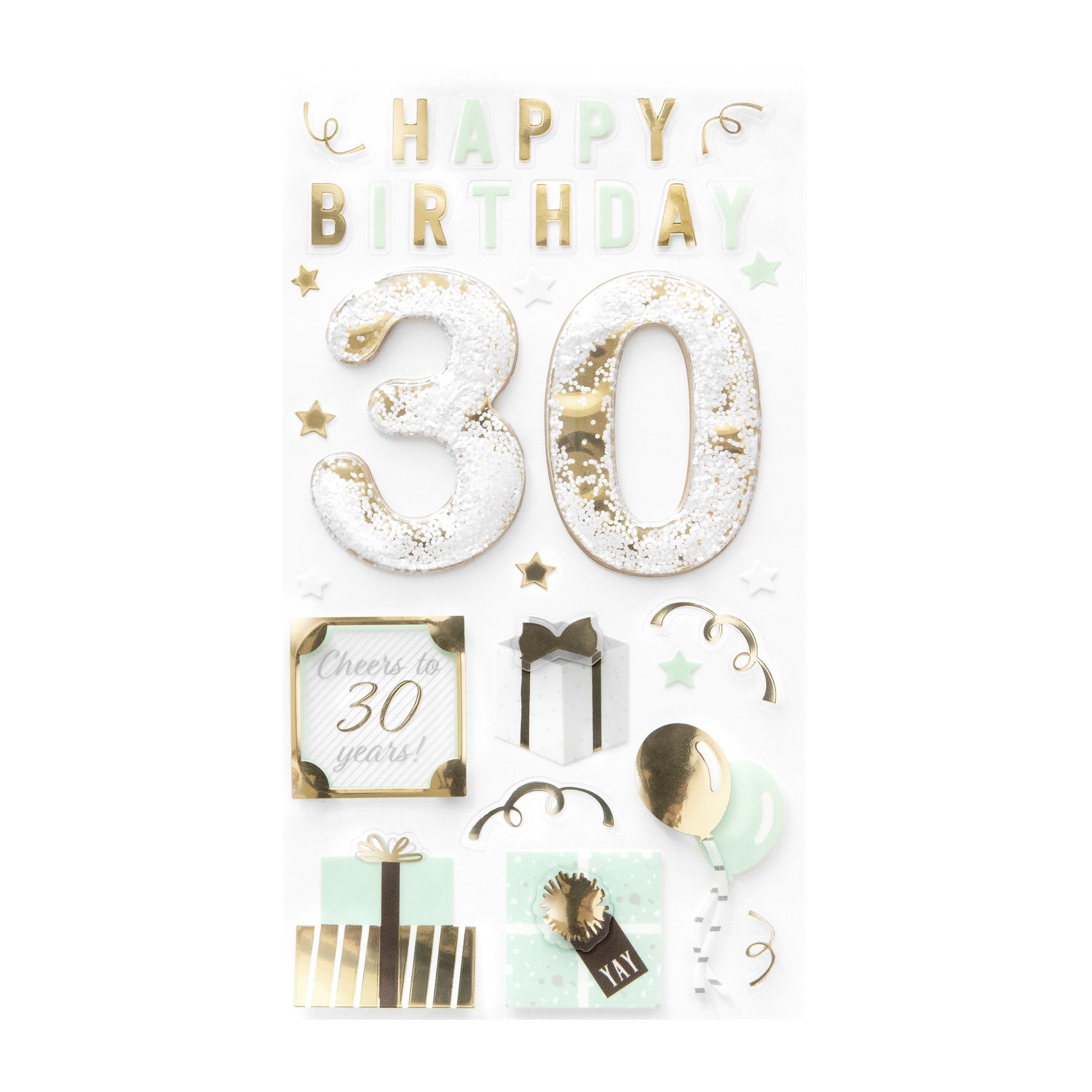 slide 3 of 3, 30th Birthday Dimensional Stickers By Recollections, 3.875 in x 7 in