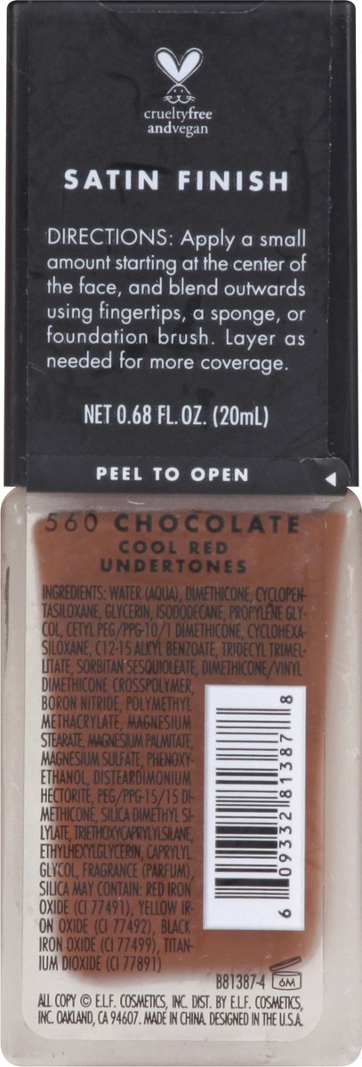 slide 10 of 12, e.l.f. Chocolate 560 Flawless Satin Foundation 0.68 oz, 0.68 fl oz