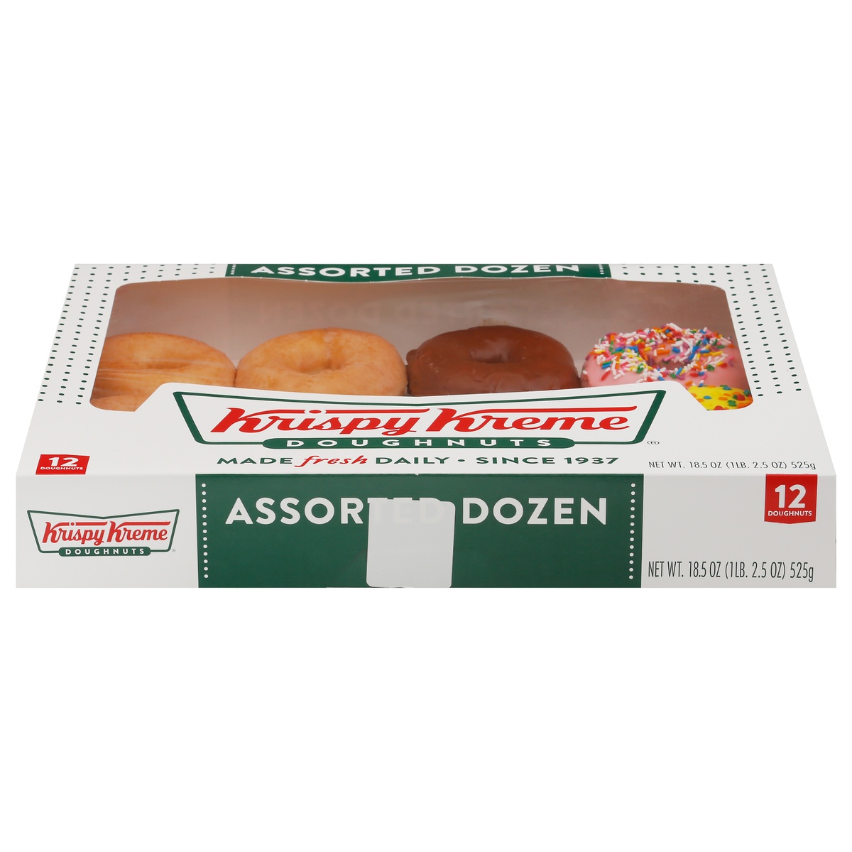 slide 1 of 1, Krispy Kreme Assorted Donuts, Dozen, 18.5 oz