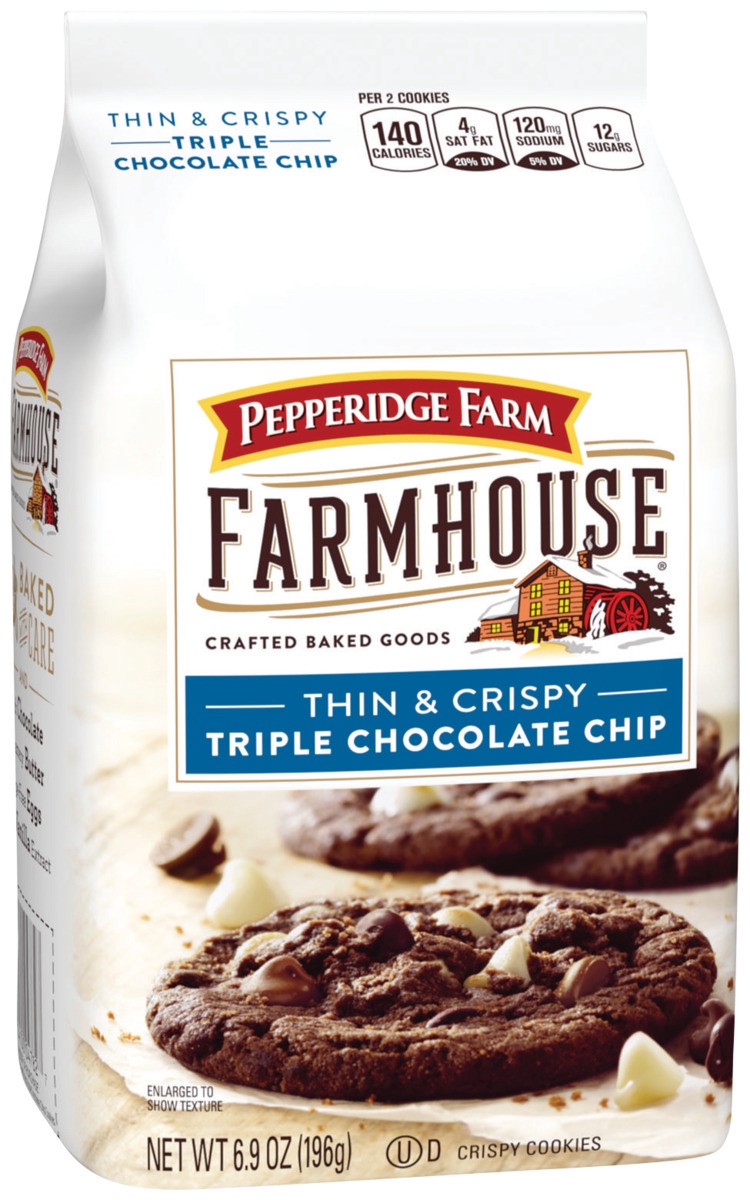 slide 8 of 9, Pepperidge Farm Thin & Crispy Triple Chocolate Chip Cookies, 6.9 oz