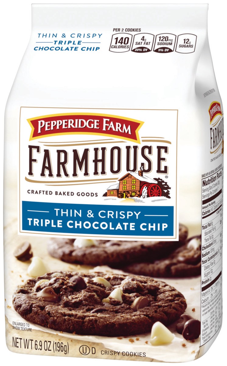 slide 4 of 9, Pepperidge Farm Thin & Crispy Triple Chocolate Chip Cookies, 6.9 oz