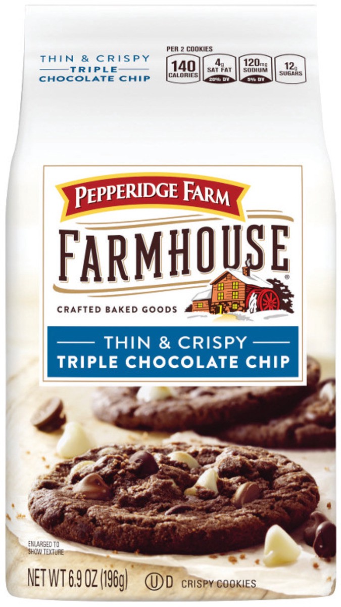 slide 1 of 9, Pepperidge Farm Thin & Crispy Triple Chocolate Chip Cookies, 6.9 oz