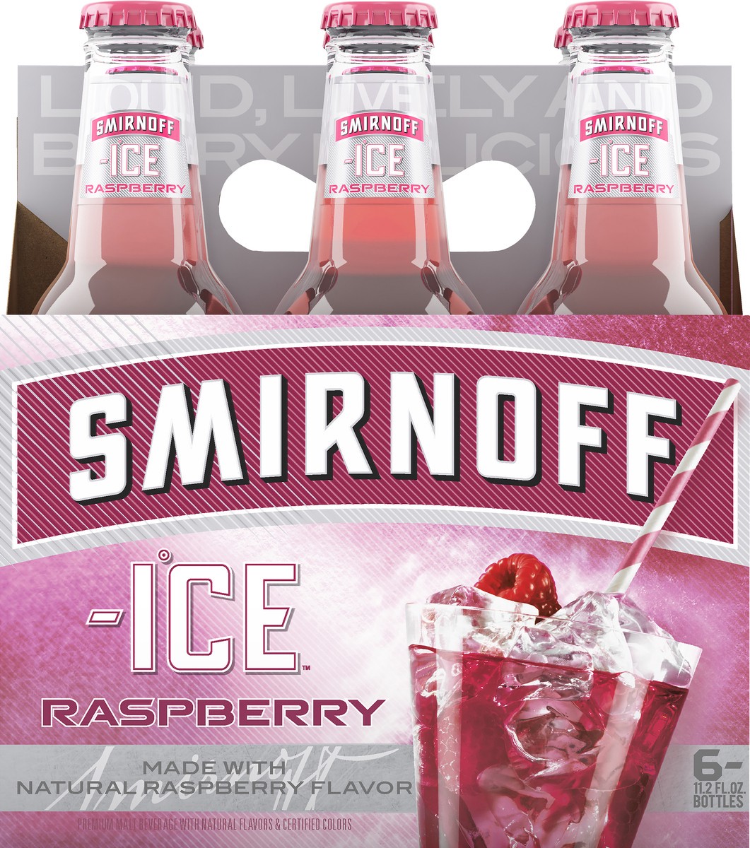 slide 2 of 3, Smirnoff Ice Raspberry Sparkling Drink, 11.2oz Bottles, 6pk, 11.2 fl oz