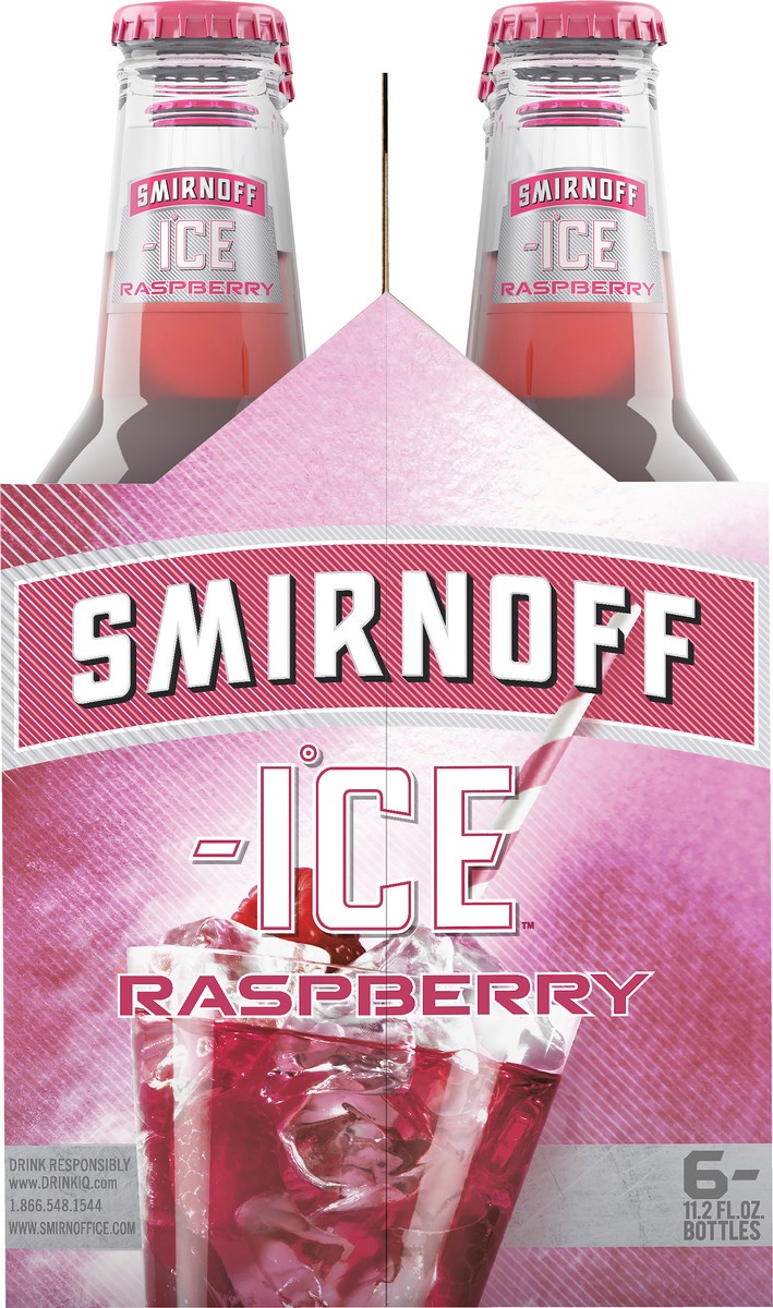 slide 3 of 3, Smirnoff Ice Raspberry Sparkling Drink, 11.2oz Bottles, 6pk, 11.2 fl oz