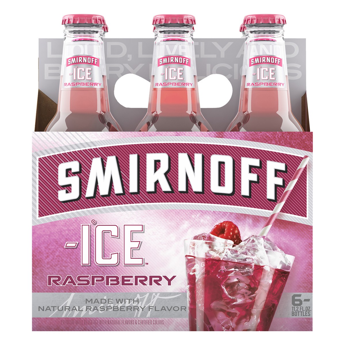 slide 1 of 3, Smirnoff Ice Raspberry Malt Beverage 6 ea, 11.2 fl oz