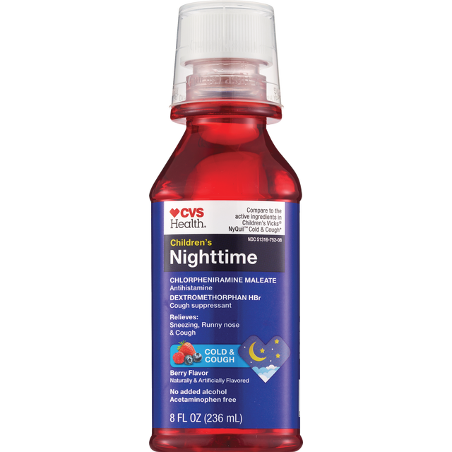 slide 1 of 1, CVS Health Children's Ms Cold & Cough Relief Cherry Liquid, 8 oz