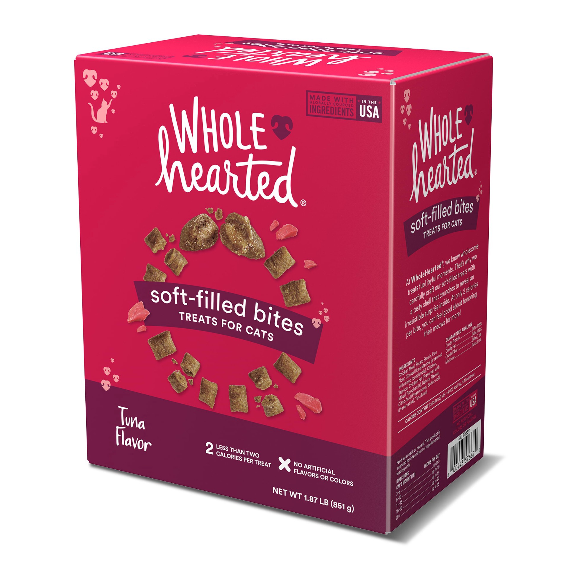 slide 1 of 1, WholeHearted Tuna Flavor Soft-Filled Bites Cat Treats, 30 oz., 30 oz