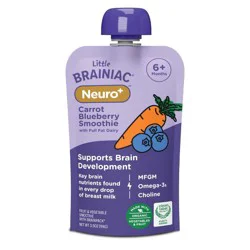 Brainiac Kids' Little Brainiac Neuro Smoothie Baby Meals - Blueberry Carrot - 3.5 oz