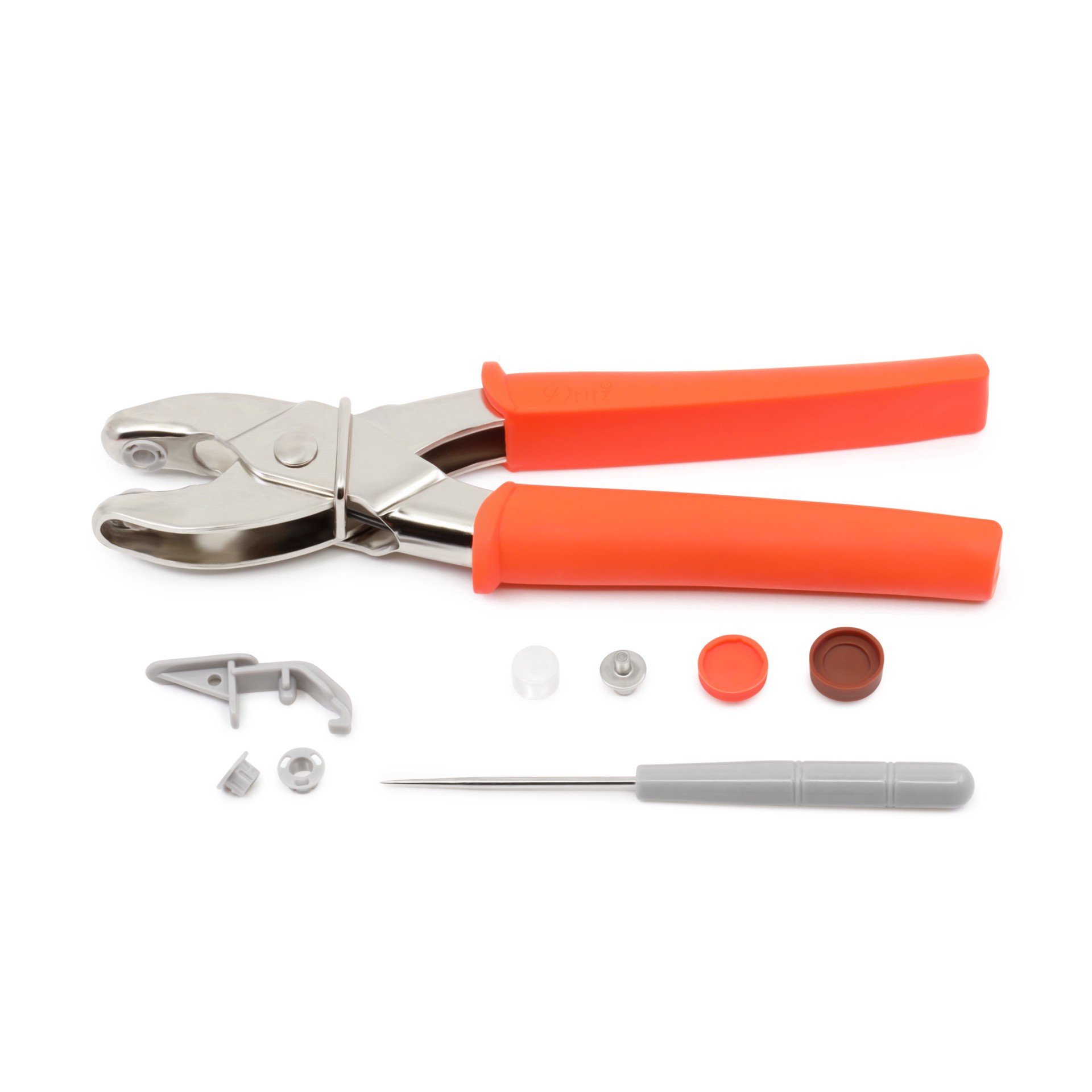 slide 7 of 7, Dritz Plastic Snap Pliers, applies size 20 snaps
