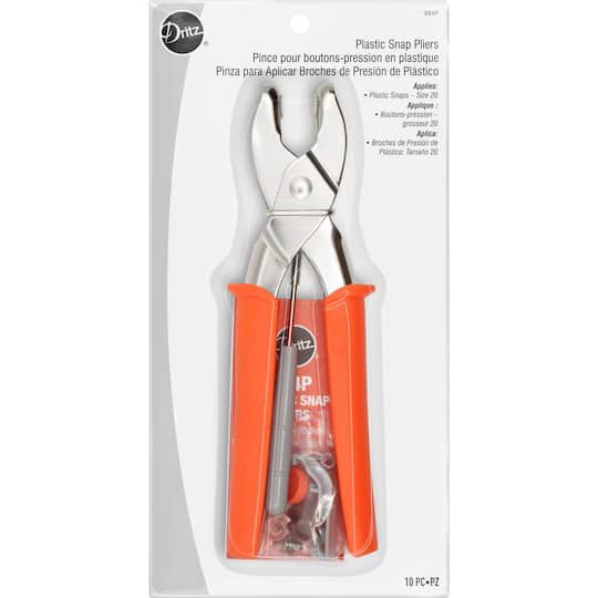 slide 1 of 7, Dritz Plastic Snap Pliers, applies size 20 snaps