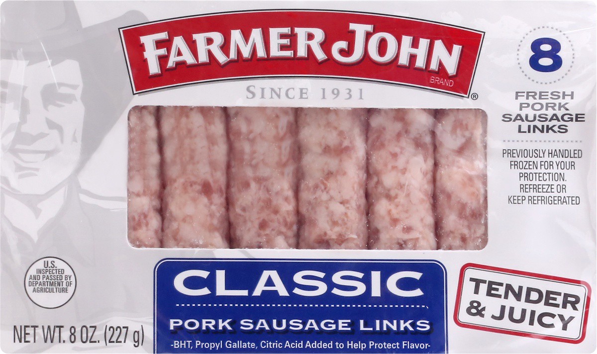 slide 6 of 9, Farmer John Classic Pork Sausage Links, 8 ct