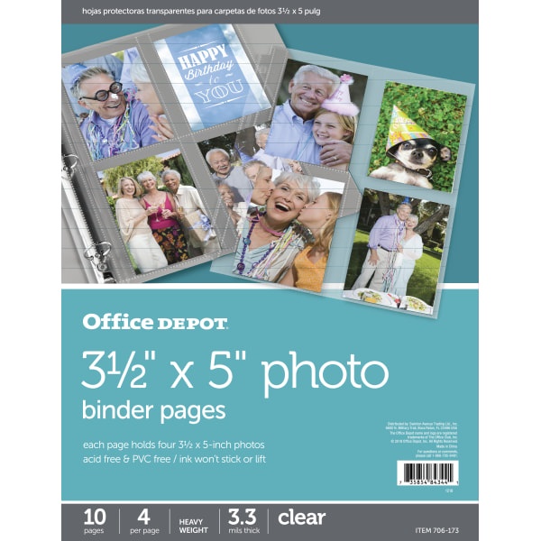 slide 1 of 2, Office Depot Brand Photo Binder Pages, 3-1/2'' X 5'', Clear, Pack Of 10, 10 ct