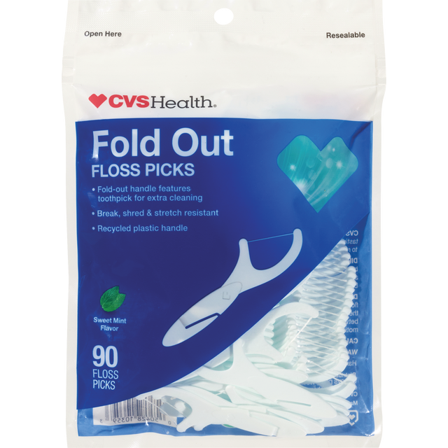 slide 1 of 1, Cvs Health Fold Out Floss Picks, Sweet Mint, 90 Ct, 90 ct
