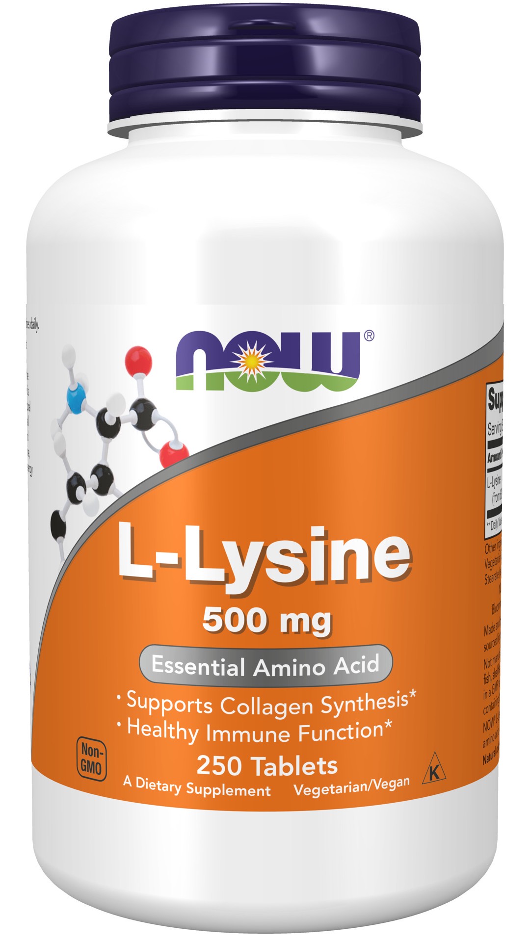 slide 1 of 4, Now Naturals NOW L-Lysine, 250 ct