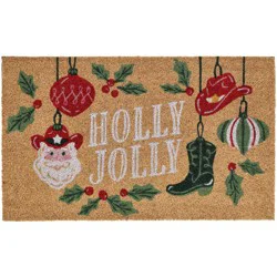 Destination Holiday Christmas Coir Doormat - Holly Jolly