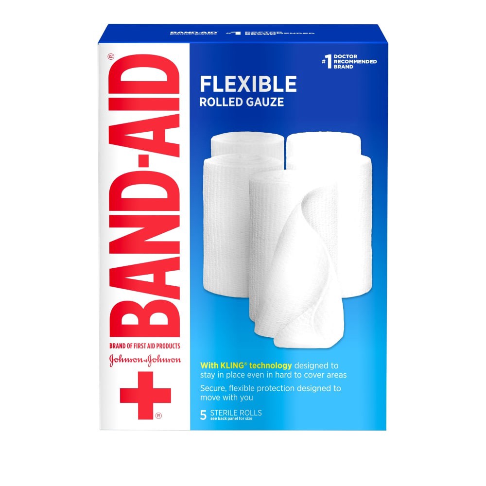 slide 1 of 3, BAND-AID Rolled Gauze Value Pack, 5 ct