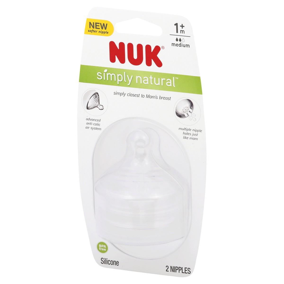 slide 3 of 8, NUK Simply Natural Nipples 2 ea, 2 ct