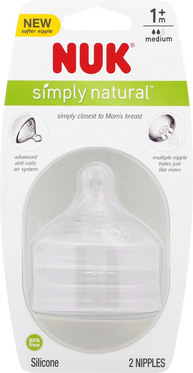 slide 1 of 8, NUK Simply Natural Nipples 2 ea, 2 ct