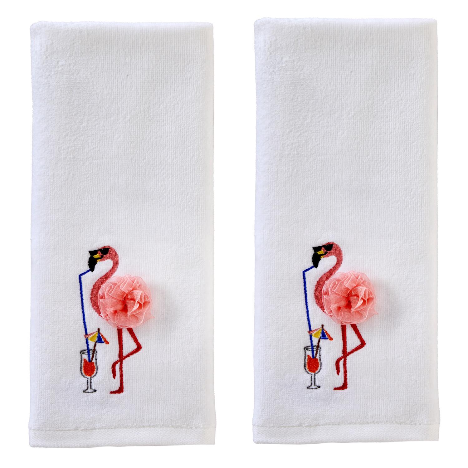 slide 1 of 4, Skl Home Cool Flamingo Emb Hand-Optic Wht, 16 x 25