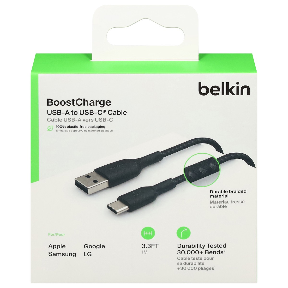 slide 1 of 9, Belkin BoostCharge 3.3 Feet USB-A to USB-C Cable 1 ea, 1 ct