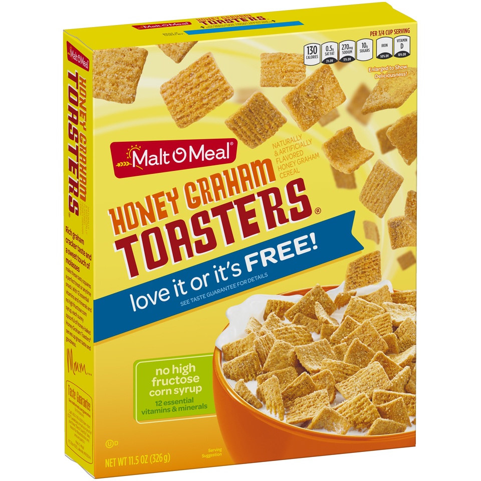 slide 1 of 1, Malt-O-Meal Honey Graham Toasters Cereal, 11.5 oz