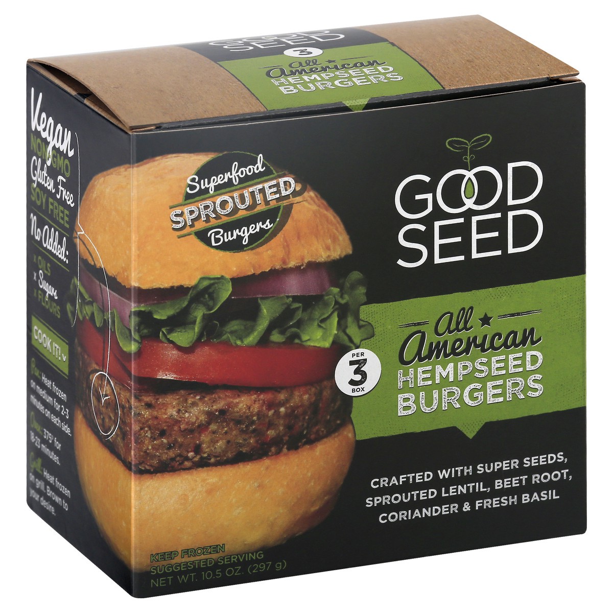 slide 2 of 10, Goodseed Burger Hempseed American, 10.5 oz