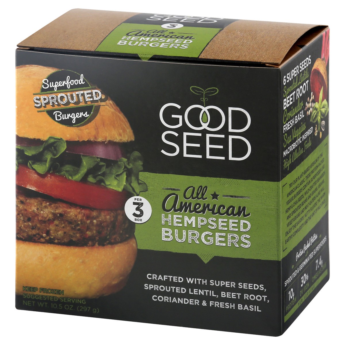 slide 3 of 10, Goodseed Burger Hempseed American, 10.5 oz