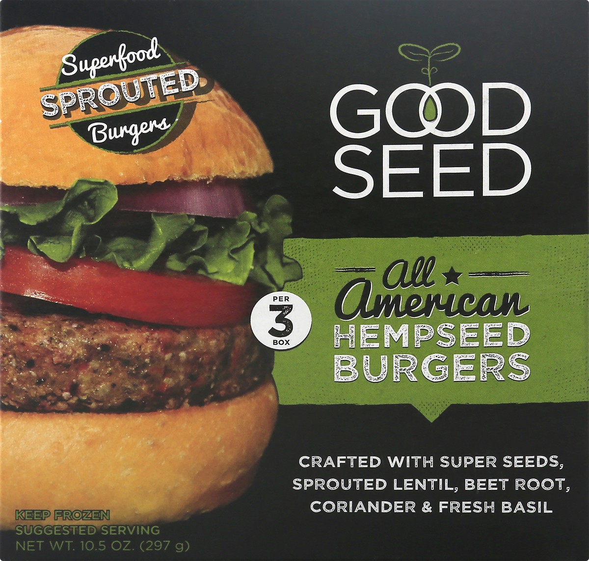 slide 9 of 10, Goodseed Burger Hempseed American, 10.5 oz