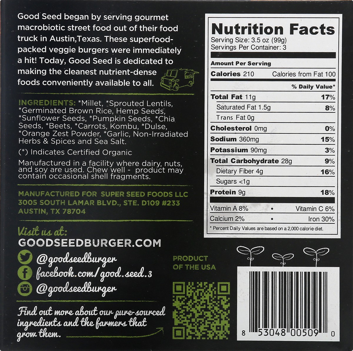 slide 10 of 10, Goodseed Burger Hempseed American, 10.5 oz