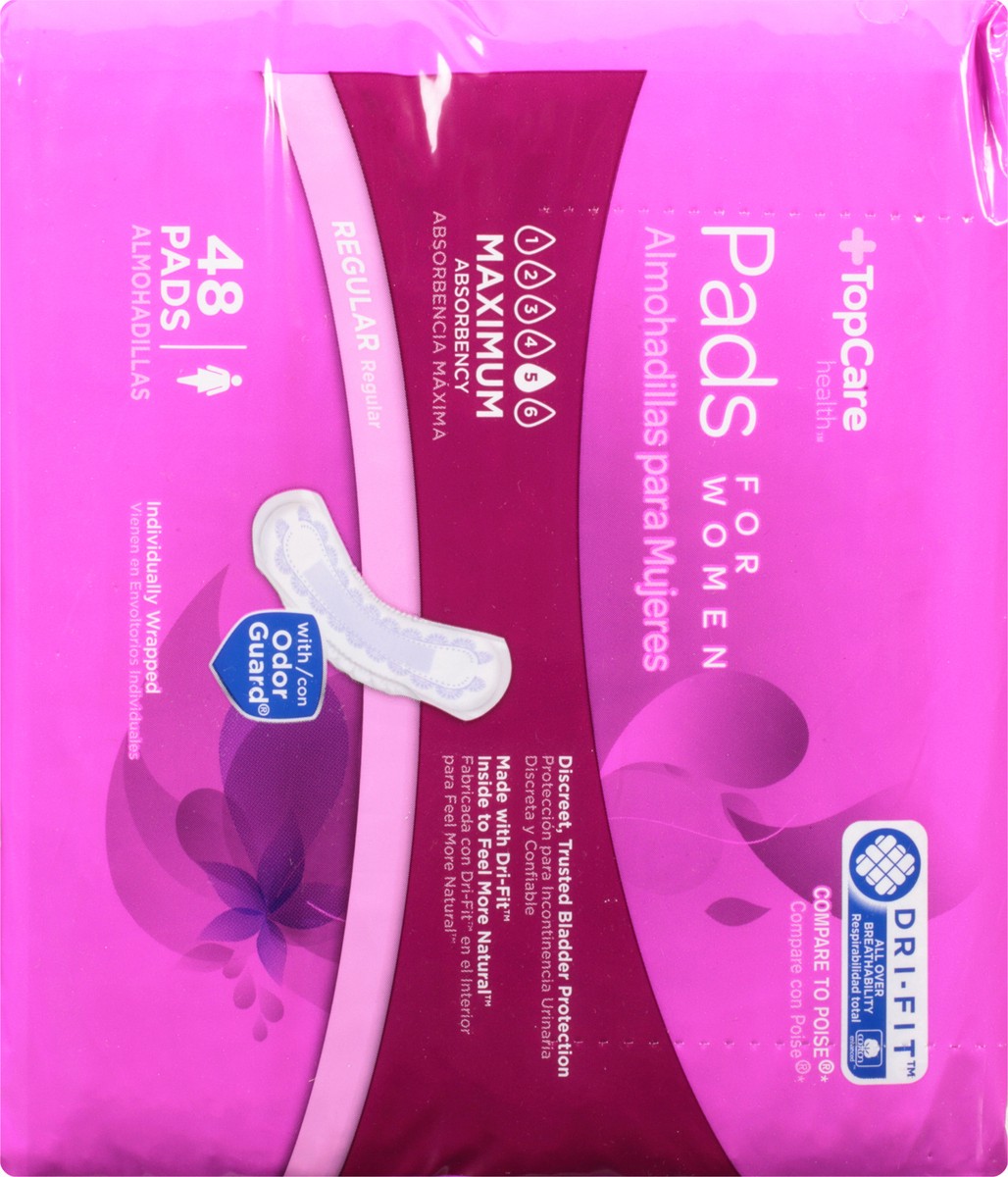 slide 8 of 13, TopCare Everyday Maximum Absorbency Regular Bladder Control Pads for Women 48 Each, 48 ct