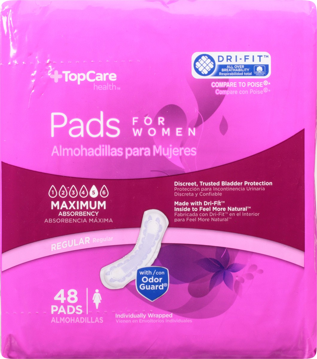 slide 4 of 13, TopCare Everyday Maximum Absorbency Regular Bladder Control Pads for Women 48 Each, 48 ct