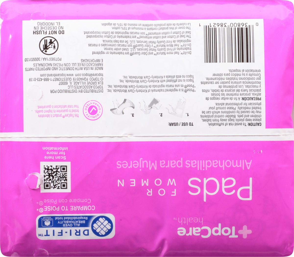 slide 13 of 13, TopCare Everyday Maximum Absorbency Regular Bladder Control Pads for Women 48 Each, 48 ct