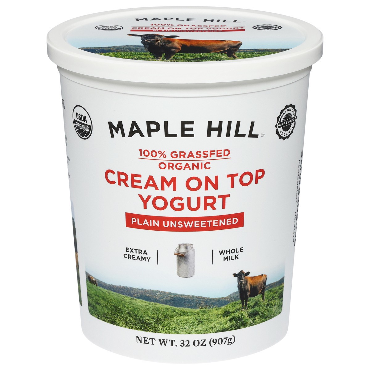 slide 1 of 9, Maple Hill Organic Cream on Top Unsweetened Plain Yogurt 32 oz, 32 oz