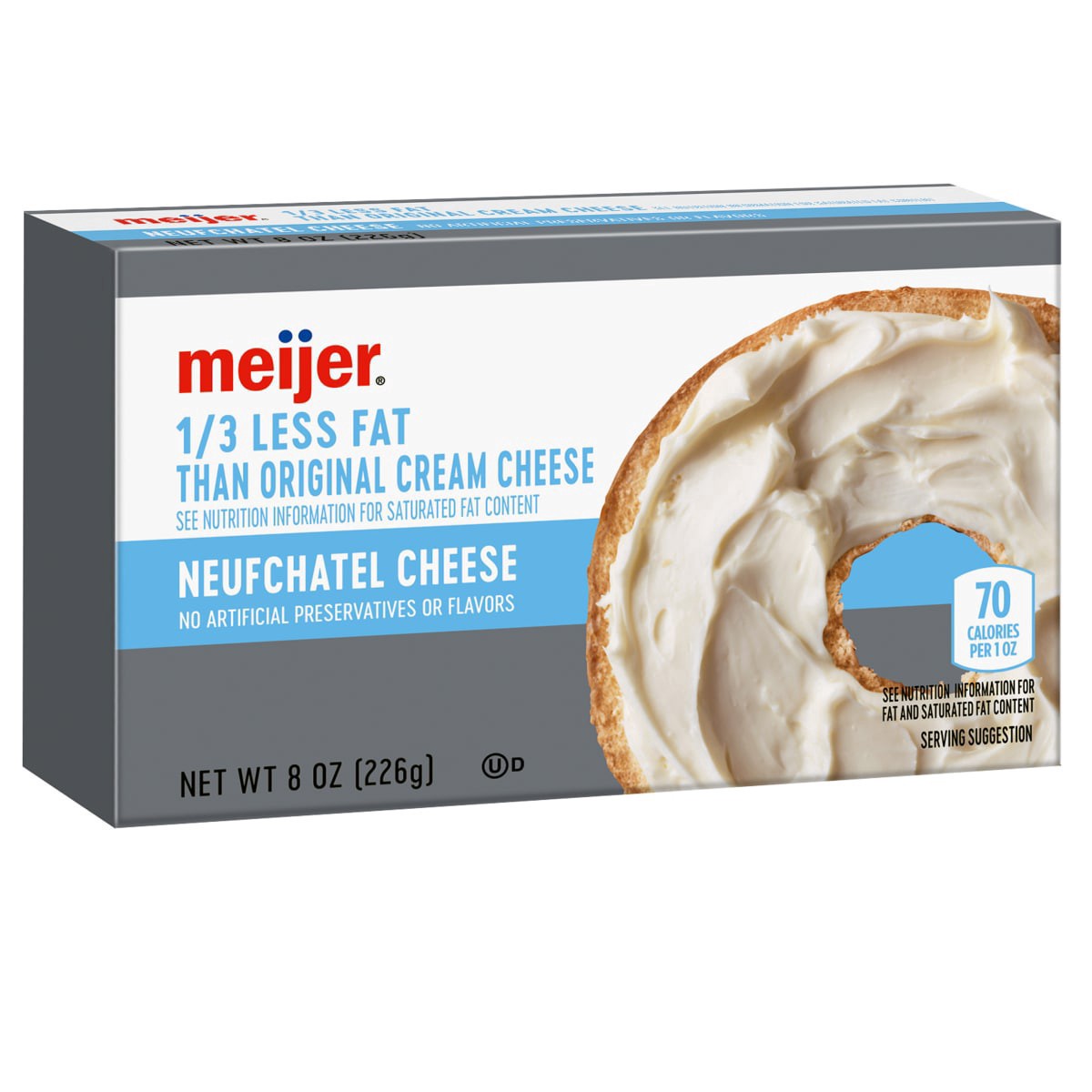 slide 5 of 29, Meijer 1/3 Less Fat Cream Cheese, 8 oz
