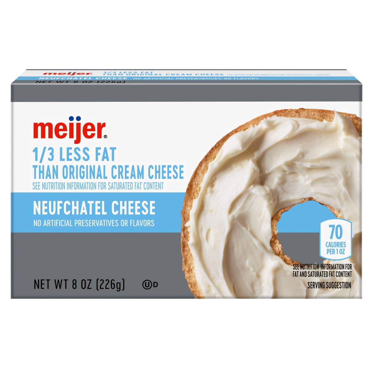 slide 1 of 29, Meijer 1/3 Less Fat Cream Cheese, 8 oz