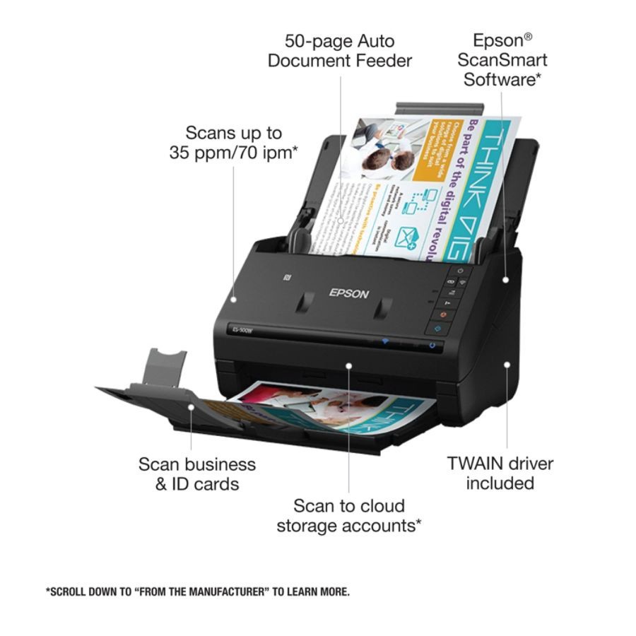 slide 3 of 9, Epson Workforce Color Duplex Document Scanner, Es-400, 1 ct