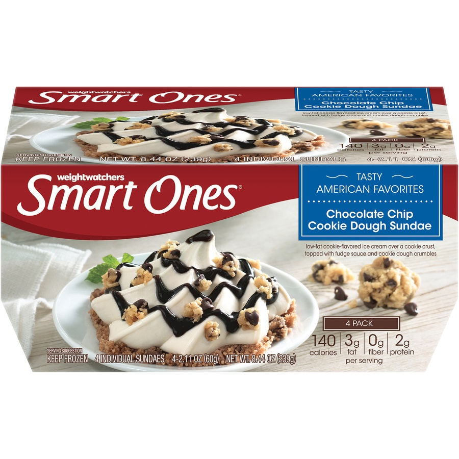 slide 1 of 1, Smart Ones Chocolate Chip Cookie Dough Sundae, 4 ct; 2.11 oz