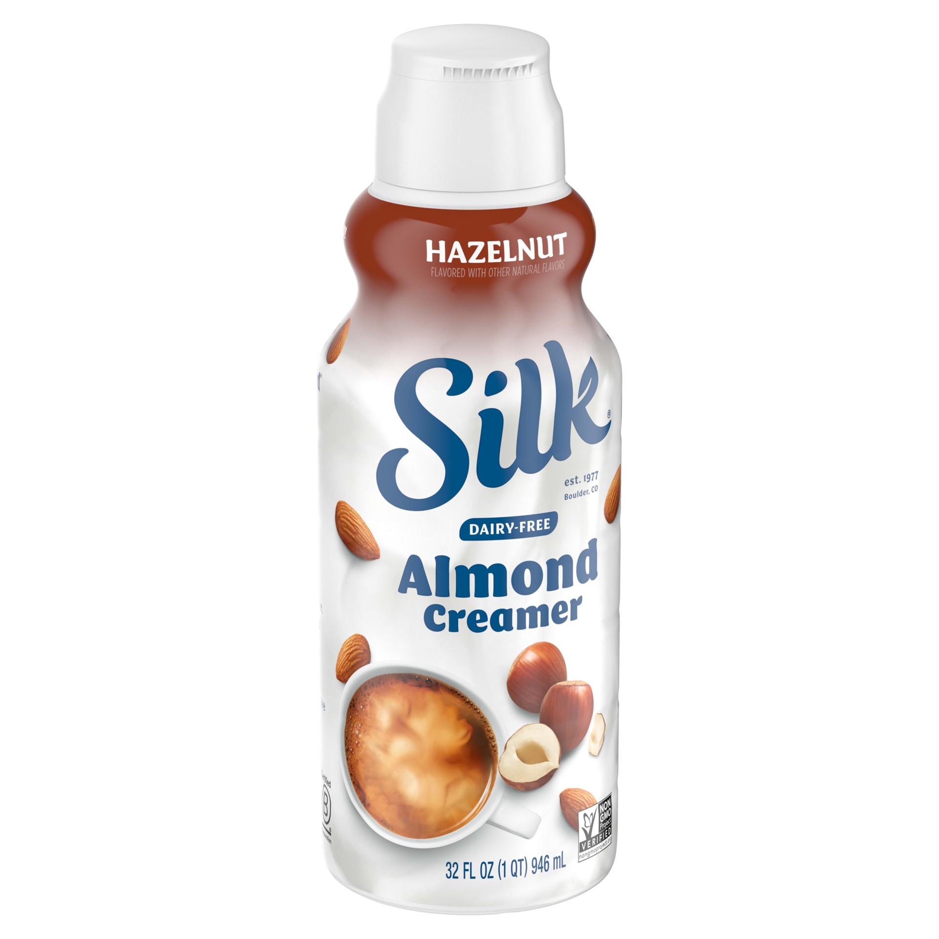 slide 4 of 5, Silk Almond Creamer, Toasted Hazelnut, Smooth, Lusciously Creamy Dairy Free and Gluten Free Creamer From the No. 1 Brand of Plant Based Creamers, 32 FL OZ Carton, 32 fl oz