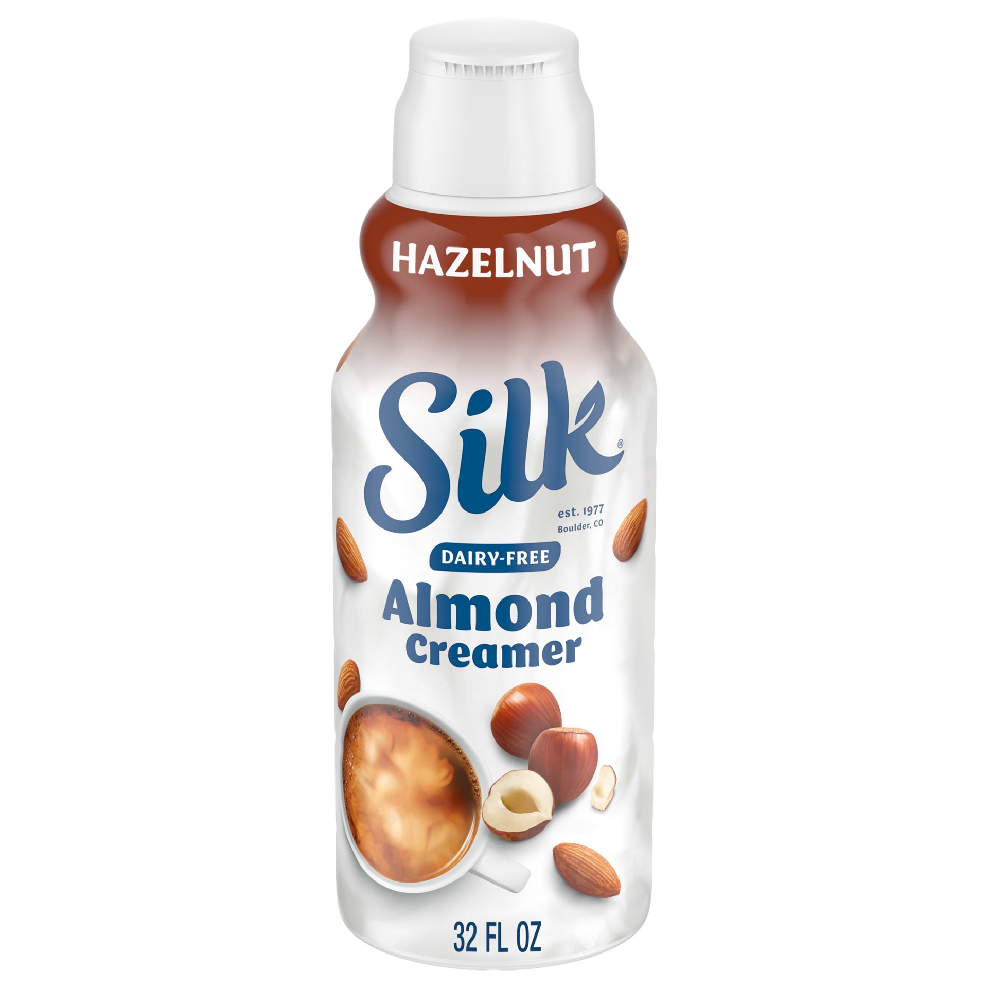 slide 1 of 5, Silk Almond Creamer, Toasted Hazelnut, Smooth, Lusciously Creamy Dairy Free and Gluten Free Creamer From the No. 1 Brand of Plant Based Creamers, 32 FL OZ Carton, 32 fl oz