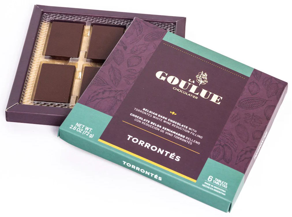 slide 1 of 1, La Goulue Torrontés Wine Filled Dark Chocolate Tablets, 6 ct