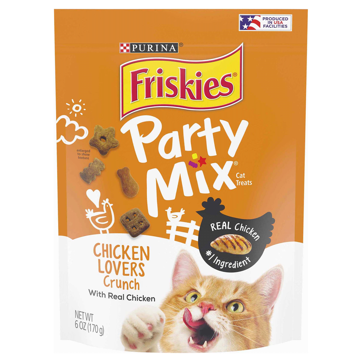 slide 1 of 8, Friskies Party Mix Chicken Lovers Crunch Cat Treats, 6 oz